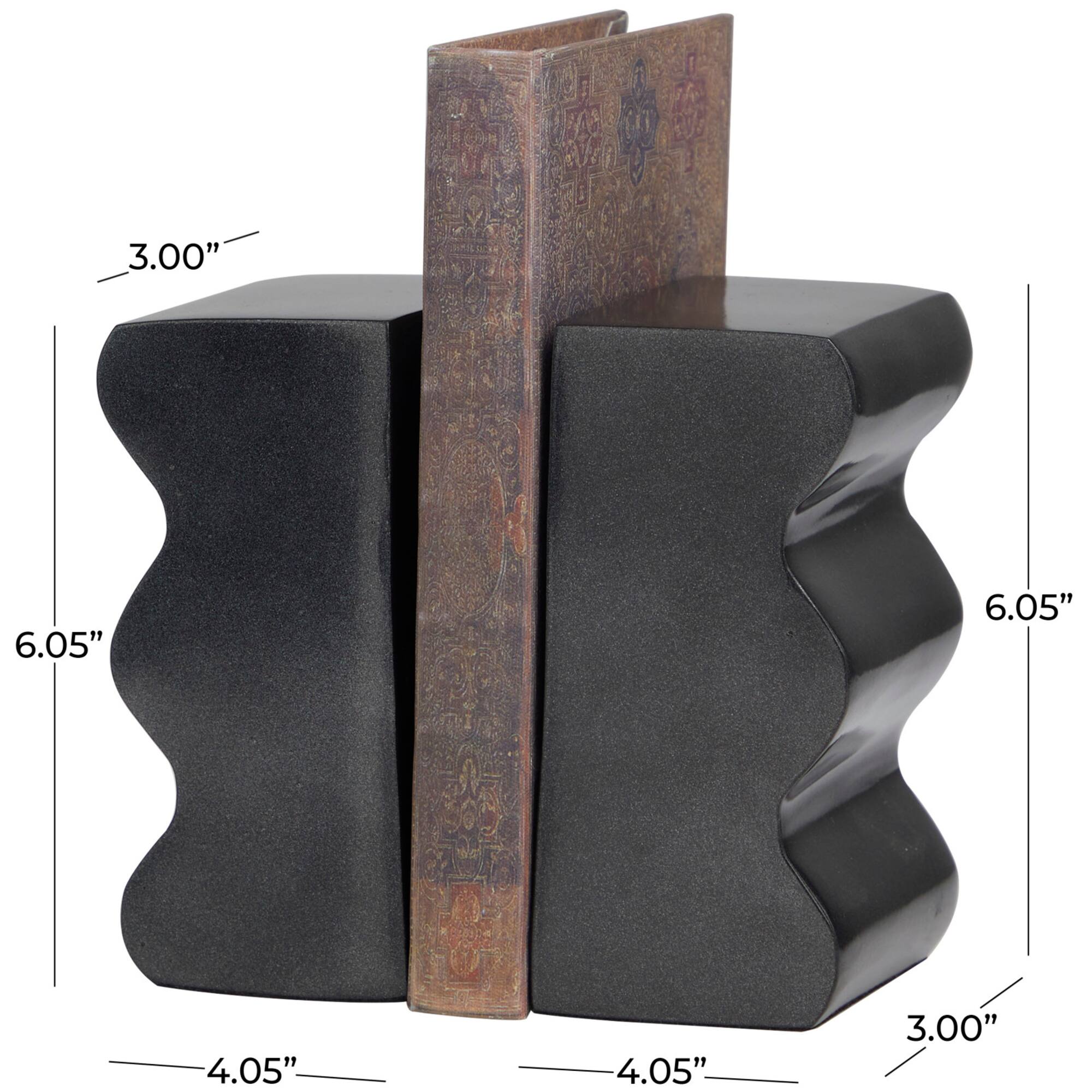 6" Wave Aluminum Bookends Set